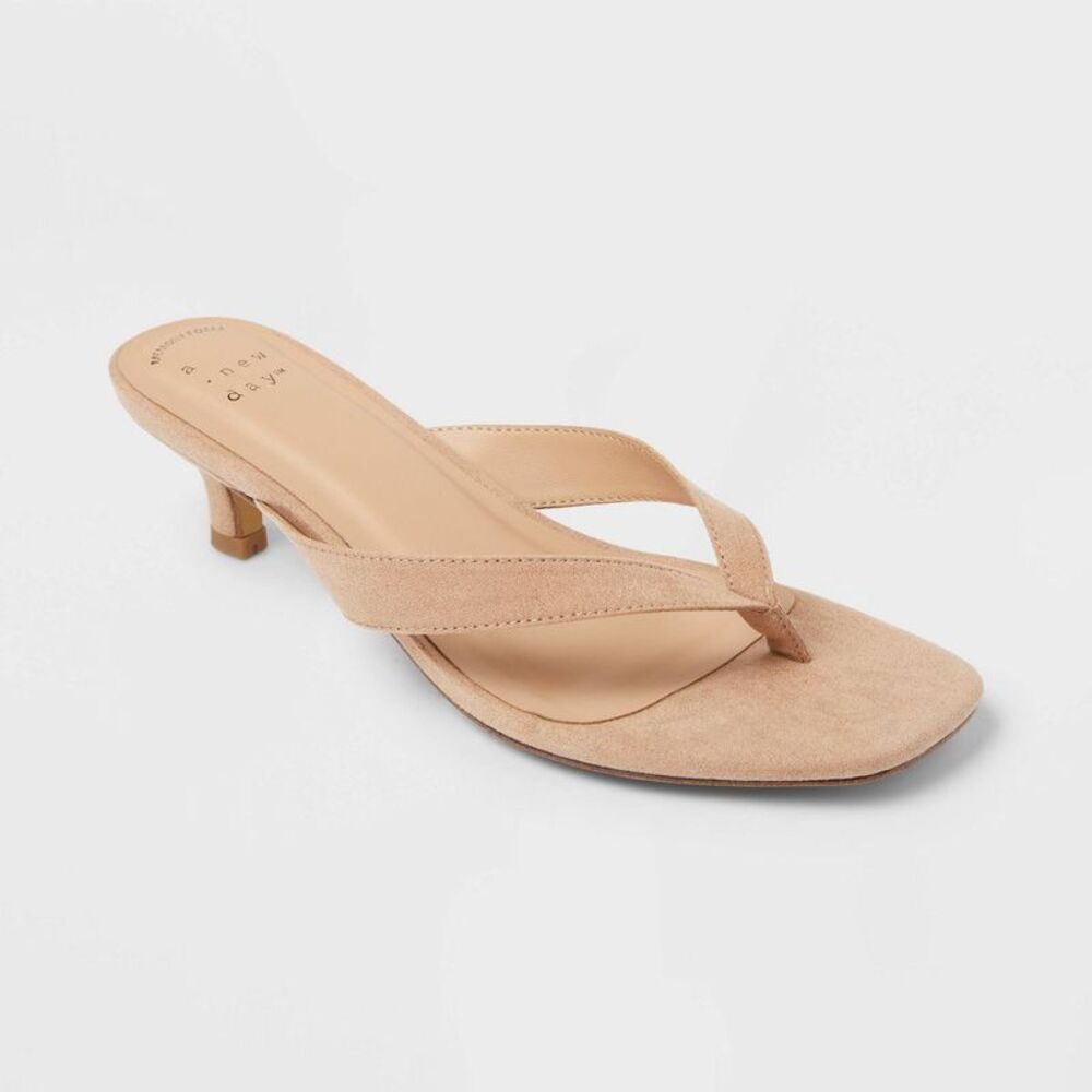 a new day Nude Tan Suede Kitten Heel Wedge Sandal